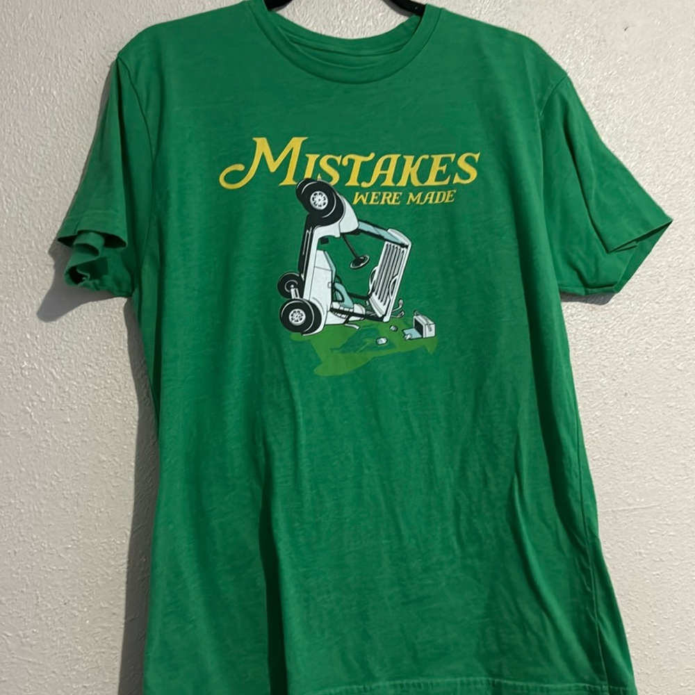 Green Chive tees size M. Mistakes were made tee. 60% cotton 40% polyester.